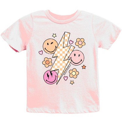 The Juniper Shop SmileyWorld Checkered Lightning Floral Youth Short Sleeve Tee