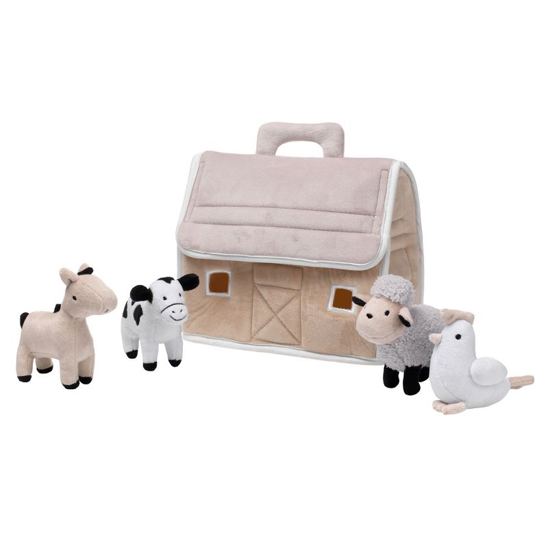 Lambs & Ivy Baby Farm Plush Barn with 4 Stuffed Animals Toy - Taupe/Gray/White, 2 of 9