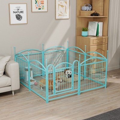 LAOTIES 24" Metal Dog Playpen,8 Panel Foldable Pet Exercise Fence with Door,Heavy Duty Indoor Play Yard for Dogs And Small Animals