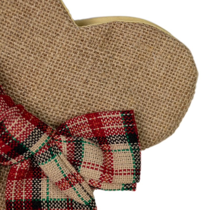 Northlight 14" Brown Burlap Dog Bone Christmas Stocking with Red Plaid Bow, 5 of 7
