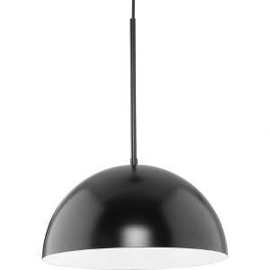 Progress Lighting Perimeter 1-Light Pendant, Steel, Matte Black, White Interior Shade - 1 of 1