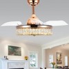 Bella Depot 42" Modern Crystal Drum LED Ceiling Fan 6-Speed Retractable Ceiling Fan with Remote Control and Light Kit - 3 of 4