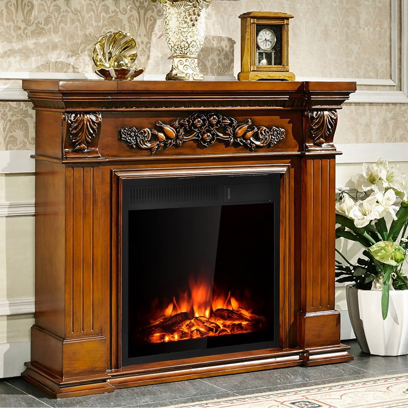 Costway 22.5'' Electric Fireplace Insert Freestanding & Recessed Heater Log Flame Remote, 3 of 10