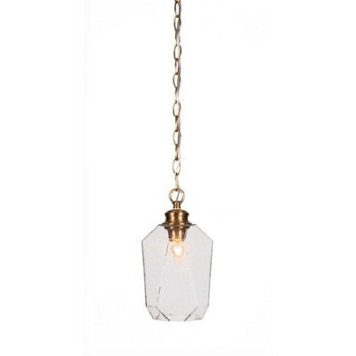 Toltec Lighting Rocklin 1 - Light Pendant in  New Aged Brass with 6.25" Clear Bubble Shade