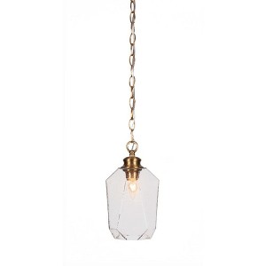 Toltec Lighting Rocklin 1 - Light Pendant in  New Aged Brass with 6.25" Clear Bubble Shade - 1 of 1