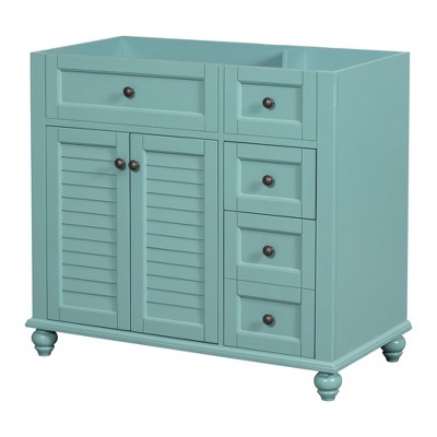 NicBex 35.4" Bathroom Vanity without Sink, Bathroom Storage Cabinet, 2 Drawers and 1 Spacious Cabinet Door for Bathroom, Blue-Green