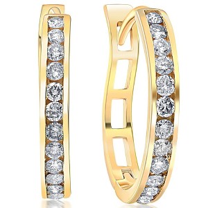 Pompeii3 1/2Ct Diamond Hoops in 10k White or Yellow Gold - 1 of 4