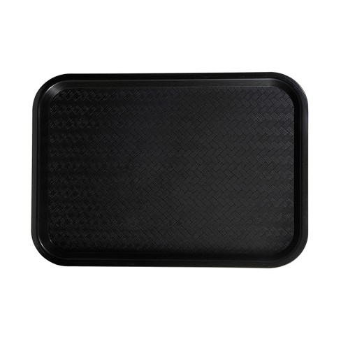 Rectangle Black Plastic Fast Food Tray - 12 inch x 16 inch - 50 Count Box