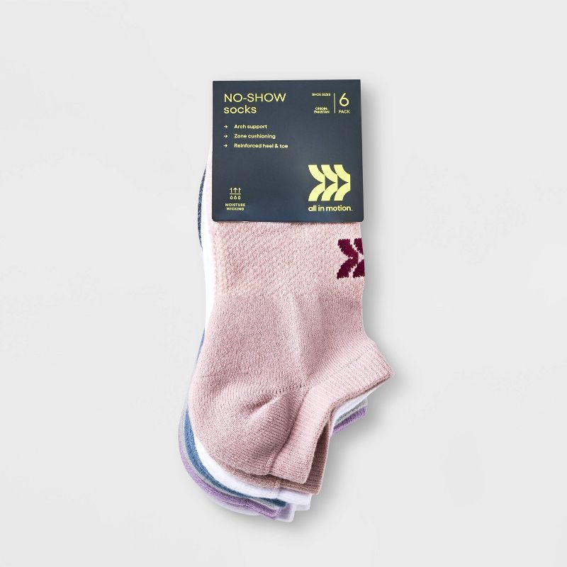 Women&#39;s 6pk Vault Striped No Show Athletic Socks - All In Motion&#8482; Assorted Colors 4-10, 3 of 5