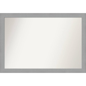 40" x 28" Non-Beveled Brushed Nickel Wall Mirror - Amanti Art: Modern Rectangle, Includes Mounting Hardware - 1 of 4