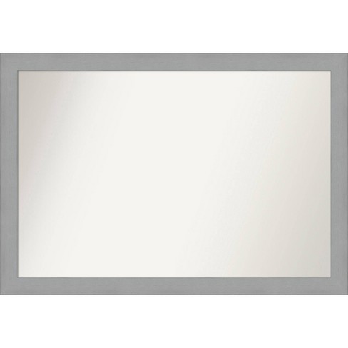 40" x 28" Non-Beveled Brushed Nickel Wall Mirror - Amanti Art: Modern Rectangle, Includes Mounting Hardware - image 1 of 4