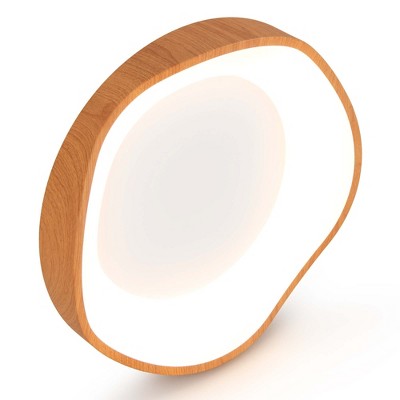 Tangkula LED Mount Ceiling Light 24W 3000K Lamp Fixture Wood Pattern Brown/Natural