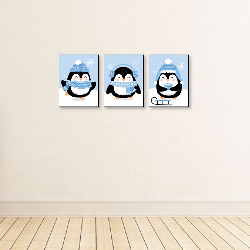 Big Dot of Happiness Winter Penguins - Holiday Nursery Wall Art and Christmas Home Decor - 7.5 x 10 inches - Set of 3 Prints, 3 of 8