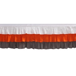  Bacati - 3 Layer Ruffled Crib/Toddler Bed Skirt - White/Orange/Gray - 1 of 4