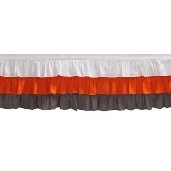  Bacati - 3 Layer Ruffled Crib/Toddler Bed Skirt - White/Orange/Gray