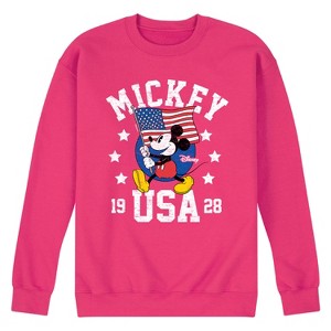 Men's - Disney - Mickey Waving Flag USA Graphic Fleece Sweatshirt - 1 of 4