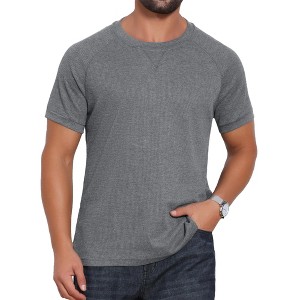 INSPIRE CHIC Men's Waffle Fabric Classic Crew Neck Raglan Short Sleeves T-Shirt - 1 of 4