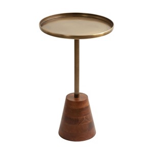 Kate and Laurel Tira Round Side Table, 14x14x24, Walnut Brown - 1 of 4