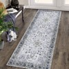 Foldable Flower Printed Victoria Area Rug, Chenille Polyester, Washable, Non-Slip, Kid & Pet Friendly for Hallway & Kitchen - 2 of 4