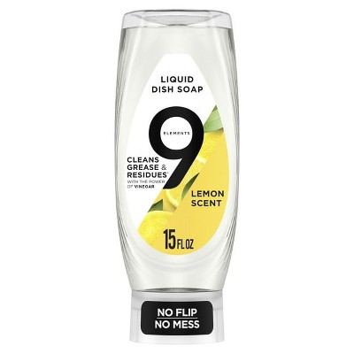 9 Elements EZ Squeeze Dish Soap, Lemon Scent, 15 oz Bottle