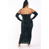 Slickblue Women's Plus Size Off-Shoulder Velvet Dress – Striped Texture – Hunter Color – 1XL-3XL – Evening & Party Wear - 4 of 4