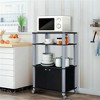 SEVOBAL Kitchen Storage Multi Functional Three Shelf Cart with Cabinet and Wheels for Kitchen Organization, Black, 25.4"*19.5"*14.11" - 2 of 4