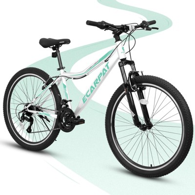 Aukfa 24 Inch Mountain Bike for Adults & Teens - 21 Speed, Front Suspension, Dual Disc Brakes, Carbon Steel Frame