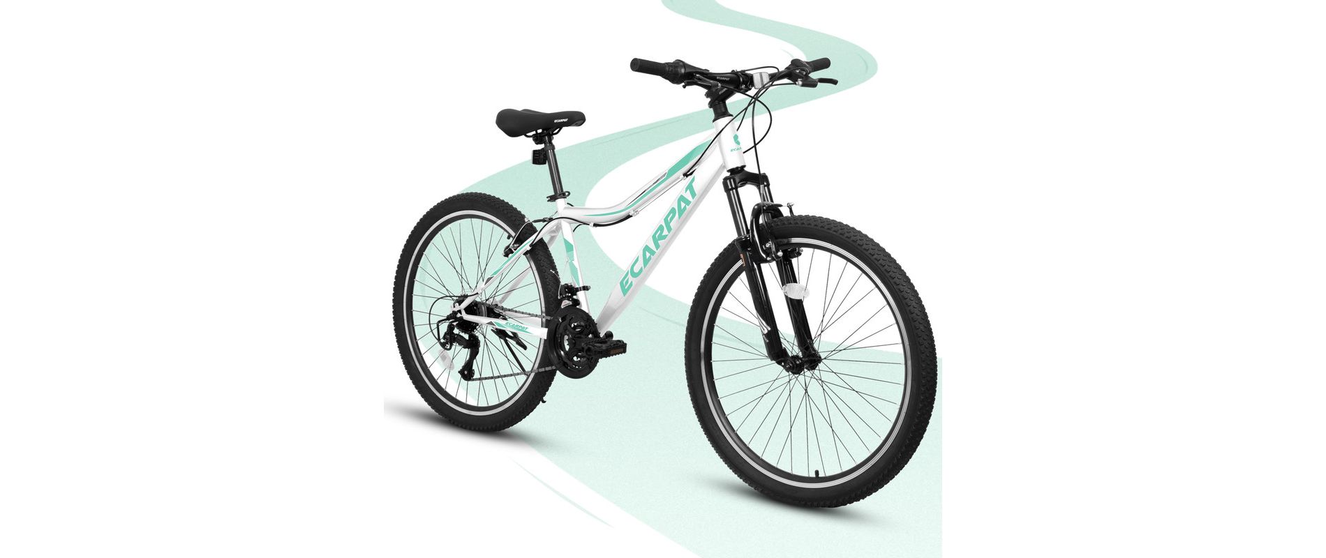 Aukfa 24 Inch Mountain Bike for Adults & Teens - 21 Speed, Front Suspension, Dual Disc Brakes, Carbon Steel Frame