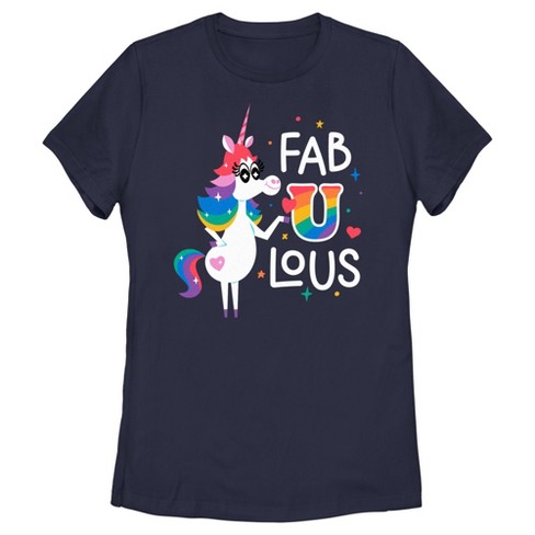 Women's Inside Out Rainbow Unicorn Fab U Lous T-Shirt - image 1 of 4