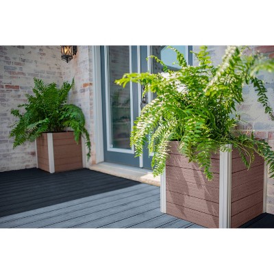 Urbana 22" Espresso Brown Embossed Vinyl Cube Planter