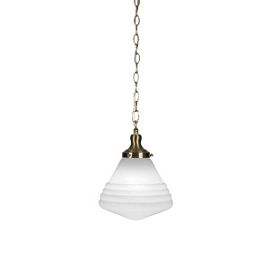 Toltec Lighting Juno 1 - Light Pendant in  New Aged Brass with 10" White Marble Shade - 1 of 1