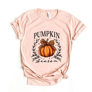 Simply Sage Market Pumpkin Season Leopard Bow Short Sleeve Tee - 1 of 4