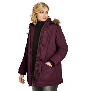 ellos Plus Size Faux Fur Trim Parka - 1 of 4