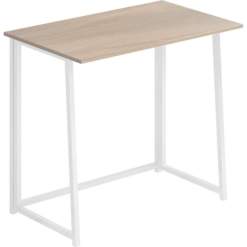 4NM 31.5 Inch Folding Modern Simple Computer Office Study Writing Table Desk for Study Room, Bedroom, and Living Room, Natural White, 3 of 7