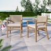 Hrinhom 22.3"W 2 Sets of Wooden Outdoor Dining Chairs with Cushions - 2 of 4