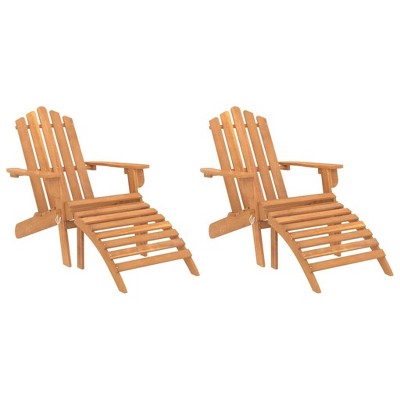 vidaXL Patio Adirondack Chairs with Footrest, 2 pcs Solid Wood, Acacia