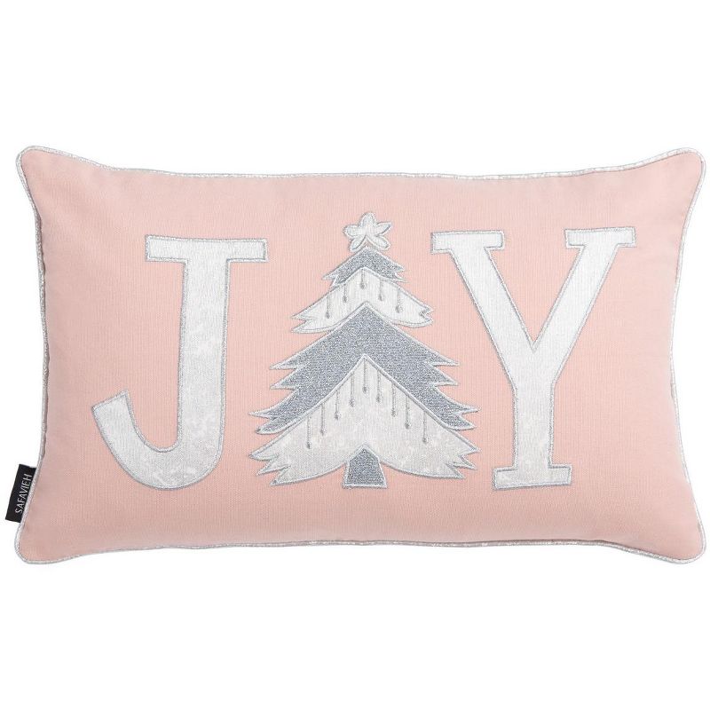 Joy Holiday Tree Pillow - Blush Pink - 12"X20" - Safavieh., 1 of 5