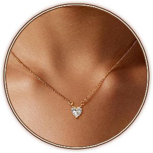 Gold Silver Plated Heart Choker Necklace Dainty Love Jewelry Gift - 1 of 4