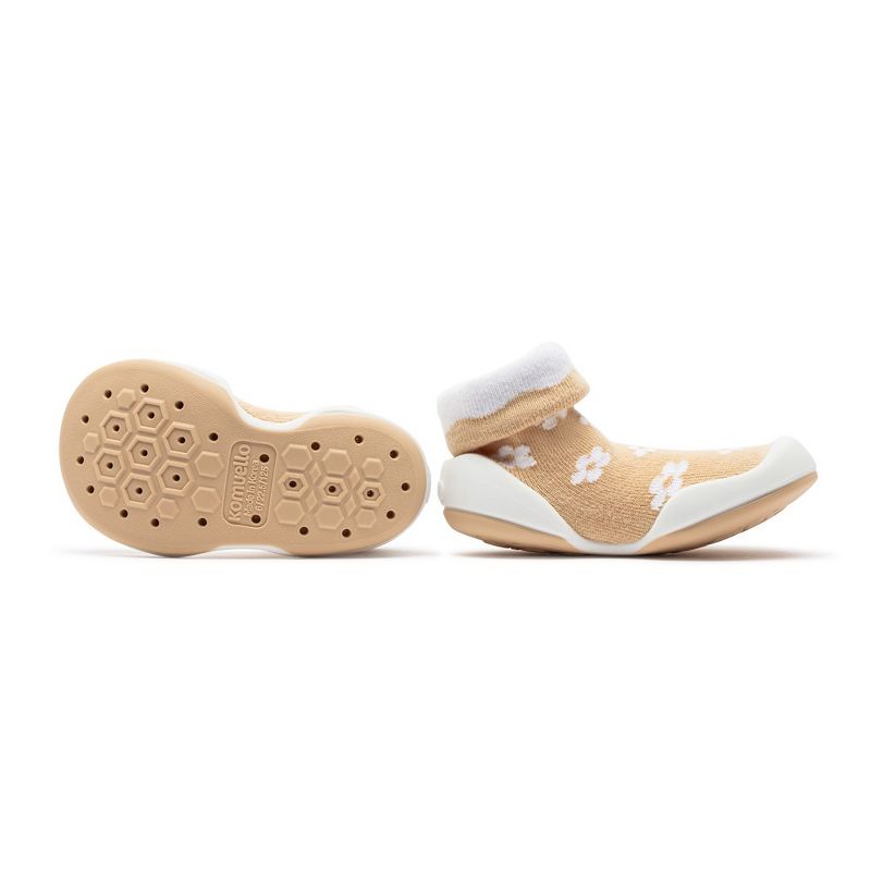 Komuello Toddler Girl First Walk Sock Shoes - Daisie Latte, 3 of 10