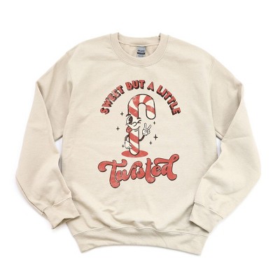 Simply Sage Market Women's Graphic Sweatshirt A Little Twisted Candy Cane
