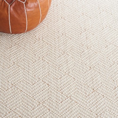 Ivory Flat Woven Handmade Wool Rectangular Area Rug 4' x 6'
