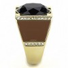 Slickblue Men's Gold IP Stainless Steel Ring, Jet Center Synthetic Onyx with Clear Accents, Oval Style, Sizes 9-13 - 4 of 4