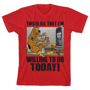 Scooby Doo This Is All I'm Willing To Do Today Youth Red Graphic Tee - 1 of 3