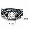 Slickblue Black Ion Plated Stainless Steel Ring with Clear & Blue CZ, Designer Stackable Women’s Ring, Sizes 5-10 - 2 of 4