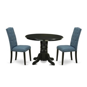 HomeStock 3-Pc Black Finish Solid Wood Top - Round Dining Room Set - Seats 4 - 1 of 4