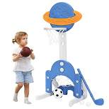 Costway 3 in 1 Kids Basketball Hoop Set Adjustable Sports Activity Center w/ Balls