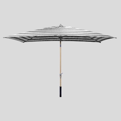 10' x 6' Rectangular Cabana Stripe Patio Umbrella - Light Wood Pole - Threshold™