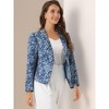 INSPIRE CHIC Women's Open Front Office Long Sleeve Lightweight Printed Floral Crop Suit Blazer - 2 of 4