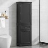 LOVMOR Tall Bathroom Storage Cabinet, Freestanding Storage Cabinet with Two Different Size Drawers and Adjustable Shelf, MDF Board with Painted Finish - 2 of 4
