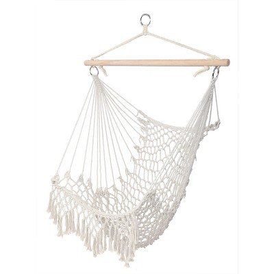 Slickblue Rope Sling Air Chair, Outdoor Hanging Seat for Camping and Backyard, Beige, Full Body Size